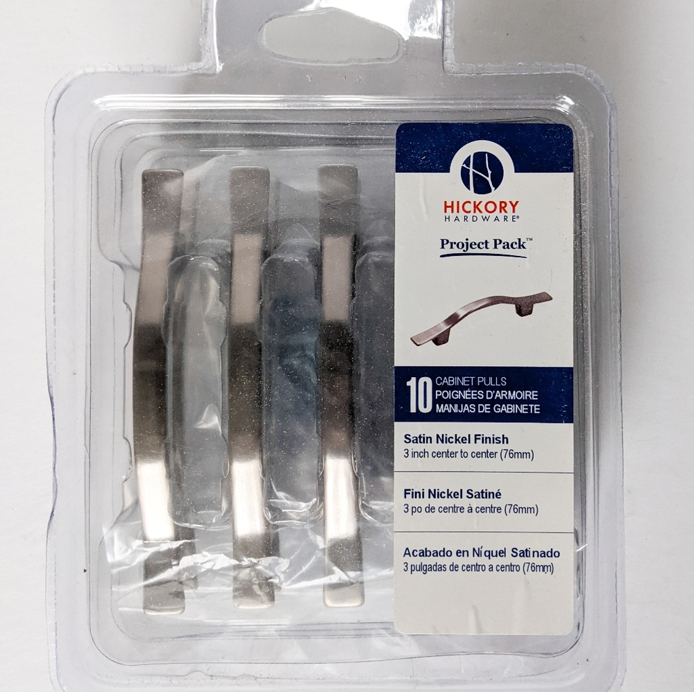 Hickory Hardware 10-Pack Cabinet Pulls - Satin Nickel, 3"